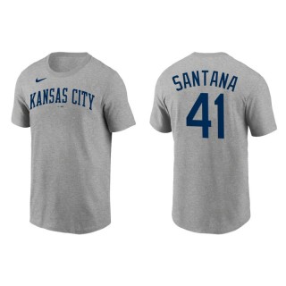 Carlos Santana Kansas City Royals Gray Team Wordmark T-Shirt