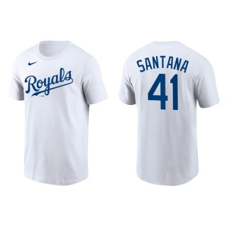 Carlos Santana Kansas City Royals White Team Wordmark T-Shirt