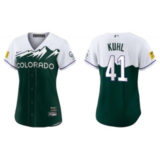 Women's Colorado Rockies Chad Kuhl Green 2022 City Connect Replica Jersey