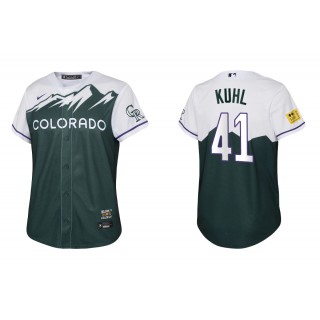 Youth Colorado Rockies Chad Kuhl Green 2022 City Connect Replica Jersey