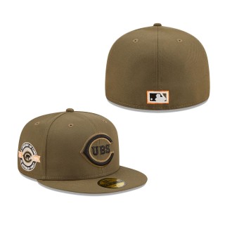 Chicago Cubs 100th Anniversary Hunter Flame Undervisor 59FIFTY Fitted Hat Olive