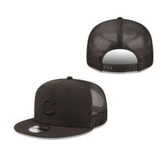 Men's Chicago Cubs Blackout Trucker 9FIFTY Snapback Hat