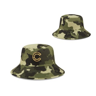 Chicago Cubs New Era Camo 2022 Armed Forces Day Bucket Hat