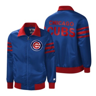 Chicago Cubs Starter Royal The Captain II Full-Zip Varsity Jacket