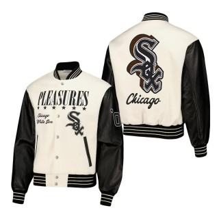 Chicago White Sox PLEASURES White Full-Snap Varsity Jacket