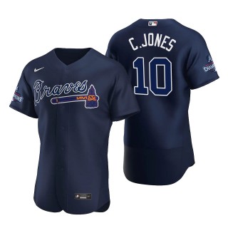 Chipper Jones Atlanta Braves Navy Alternate 2021 World Series Champions Authentic Jersey