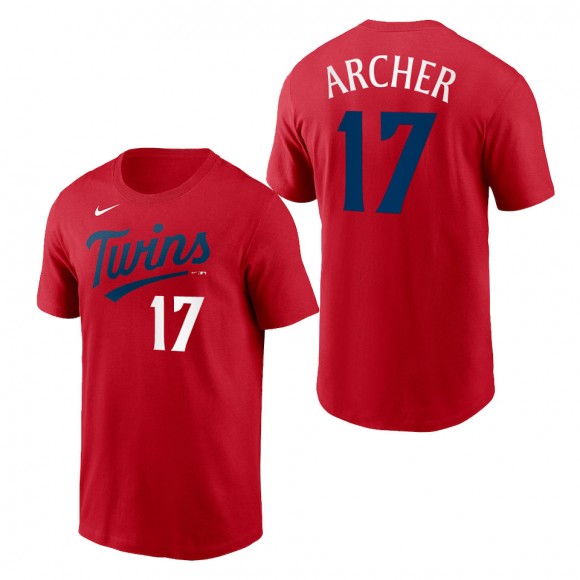 Chris Archer Minnesota Twins Red 2023 Wordmark T-Shirt