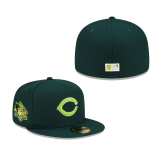 Cincinnati Reds 2002 Riverfront Stadium Final Season Color Fam Lime Undervisor 59FIFTY Fitted Hat Green