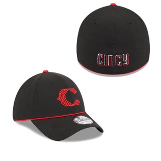 Cincinnati Reds Black 2023 City Connect 39THIRTY Flex Fit Hat