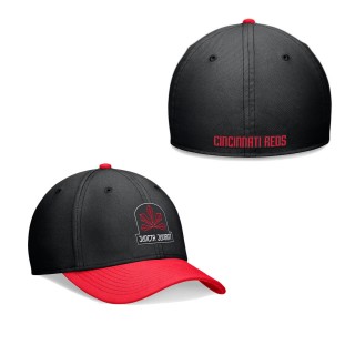 Cincinnati Reds Black Red 2024 City Connect Swoosh Flex Hat