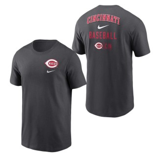 Cincinnati Reds Charcoal Logo Sketch Bar T-Shirt