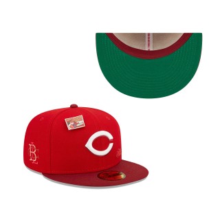 Cincinnati Reds Scarlet Cardinal MLB x Big League Chew Slammin' Strawberry Flavor Pack 59FIFTY Fitted Hat