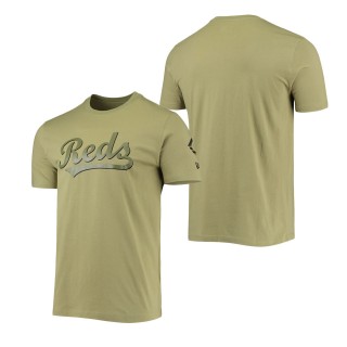 Cincinnati Reds Olive Brushed Armed Forces T-Shirt