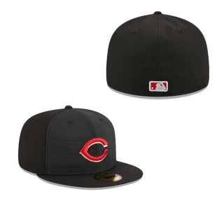 Cincinnati Reds Quilt Fitted Hat Black