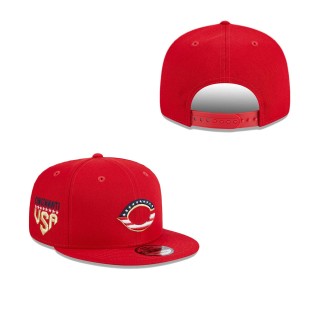 Cincinnati Reds Red 2023 Fourth of July 9FIFTY Snapback Adjustable Hat