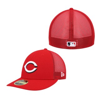 Men's Cincinnati Reds Red Authentic Collection Mesh Back Low Profile 59FIFTY Fitted Hat