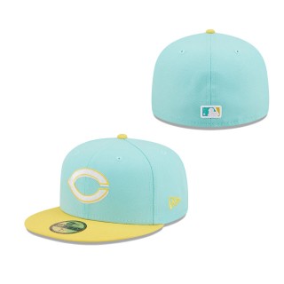 Men's Cincinnati Reds Turquoise Yellow Spring Color Pack Two-Tone 59FIFTY Fitted Hat