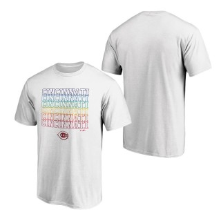 Men's Cincinnati Reds White City Pride T-Shirt