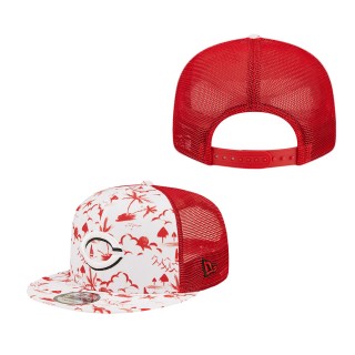 Men's Cincinnati Reds White Red Vacay Trucker 9FIFTY Snapback Hat
