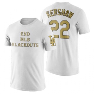 Los Angeles Dodgers Clayton Kershaw White End Blackouts T-Shirt