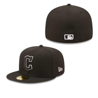 Men's Cleveland Guardians Black on Black Dub 59FIFTY Fitted Hat