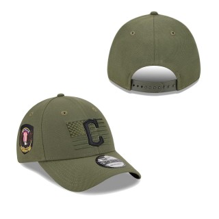 Men's Cleveland Guardians Green 2023 Armed Forces Day 9FORTY Adjustable Hat