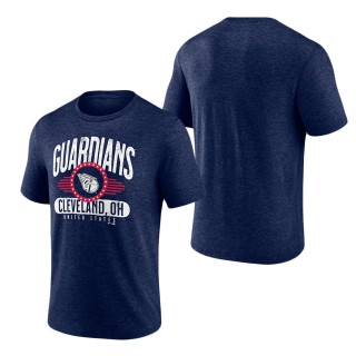 Men's Cleveland Guardians Heathered Navy Badge of Honor Tri-Blend T-Shirt