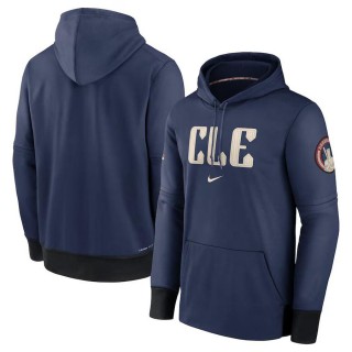 Cleveland Guardians Navy 2024 City Connect Authentic Collection Practice Performance Pullover Hoodie