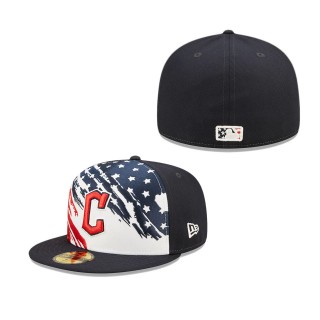 Men's Cleveland Guardians Navy 2022 4th of July Independence Day On-Field 59FIFTY Fitted Hat