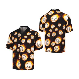 Cleveland Guardians PLEASURES Black Flame Fireball Button-Up Shirt
