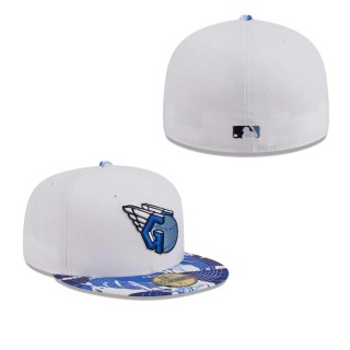 Cleveland Guardians White Blue Flamingo 59FIFTY Fitted Hat