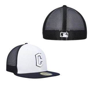 Cleveland Guardians White Navy 2023 On-Field Batting Practice 59FIFTY Fitted Hat