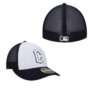 Cleveland Guardians White Navy 2023 On-Field Batting Practice Low Profile 59FIFTY Fitted Hat