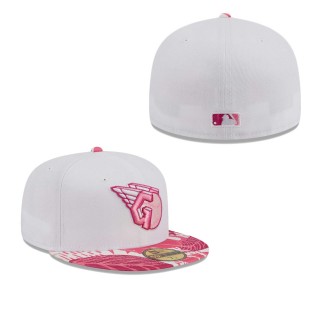 Cleveland Guardians White Pink Flamingo 59FIFTY Fitted Hat