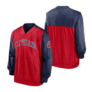 Cleveland Indians Red Navy Cooperstown Collection V-Neck Pullover Jacket