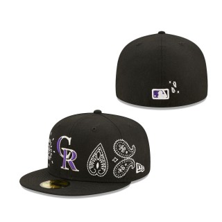 Men's Colorado Rockies Black Paisley Elements 59FIFTY Fitted Hat