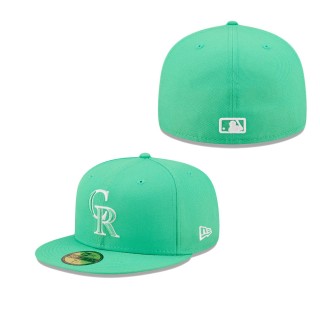 Men's Colorado Rockies Island Green Logo White 59FIFTY Fitted Hat