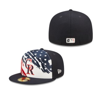 Men's Colorado Rockies Navy 2022 4th of July Independence Day On-Field 59FIFTY Fitted Hat