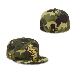 Colorado Rockies New Era Camo 2022 Armed Forces Day 59FIFTY Fitted Hat