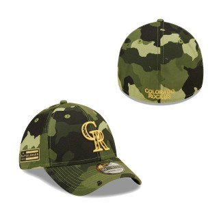 Colorado Rockies New Era Camo 2022 Armed Forces Day 39THIRTY Flex Hat