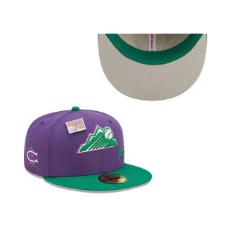 Colorado Rockies Purple Green MLB x Big League Chew Ground Ball Grape Flavor Pack 59FIFTY Fitted Hat