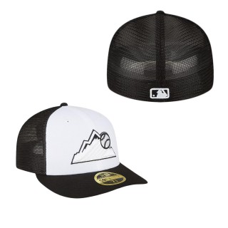 Colorado Rockies White Black 2023 On-Field Batting Practice Low Profile 59FIFTY Fitted Hat