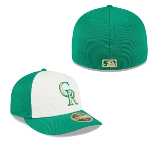 Colorado Rockies White Green 2024 St. Patrick's Day Low Profile 59FIFTY Fitted Hat