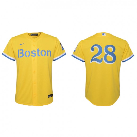 Corey Kluber Youth Boston Red Sox Nike Gold Light Blue City Connect Replica Jersey