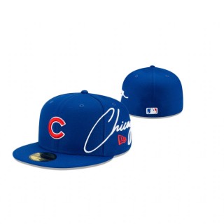 Cubs Cursive Royal 59FIFTY Fitted Cap