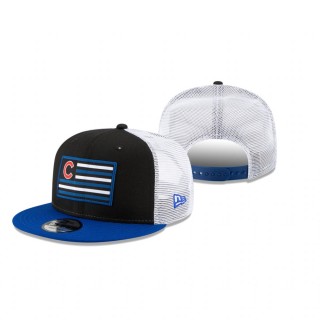 Chicago Cubs Black Royal Flag 9FIFTY Trucker Hat