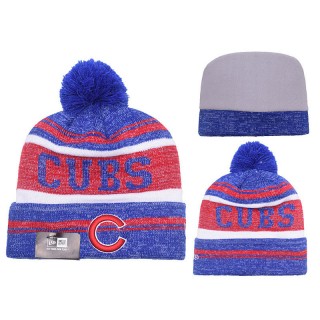 Male Chicago Cubs Royal Red Redux Cuffed Knit Hat With Pom
