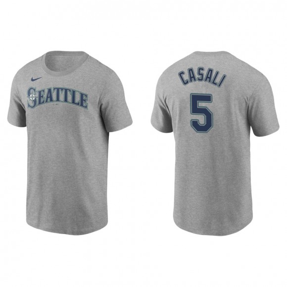 Men's Seattle Mariners Curt Casali Gray Name & Number T-Shirt