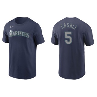 Men's Seattle Mariners Curt Casali Navy Name & Number T-Shirt