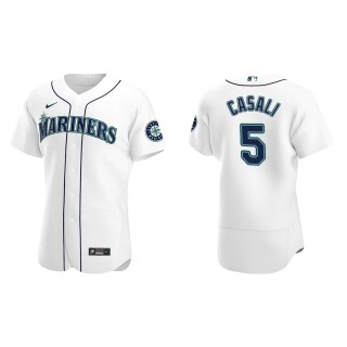Men's Seattle Mariners Curt Casali White Authentic Home Jersey